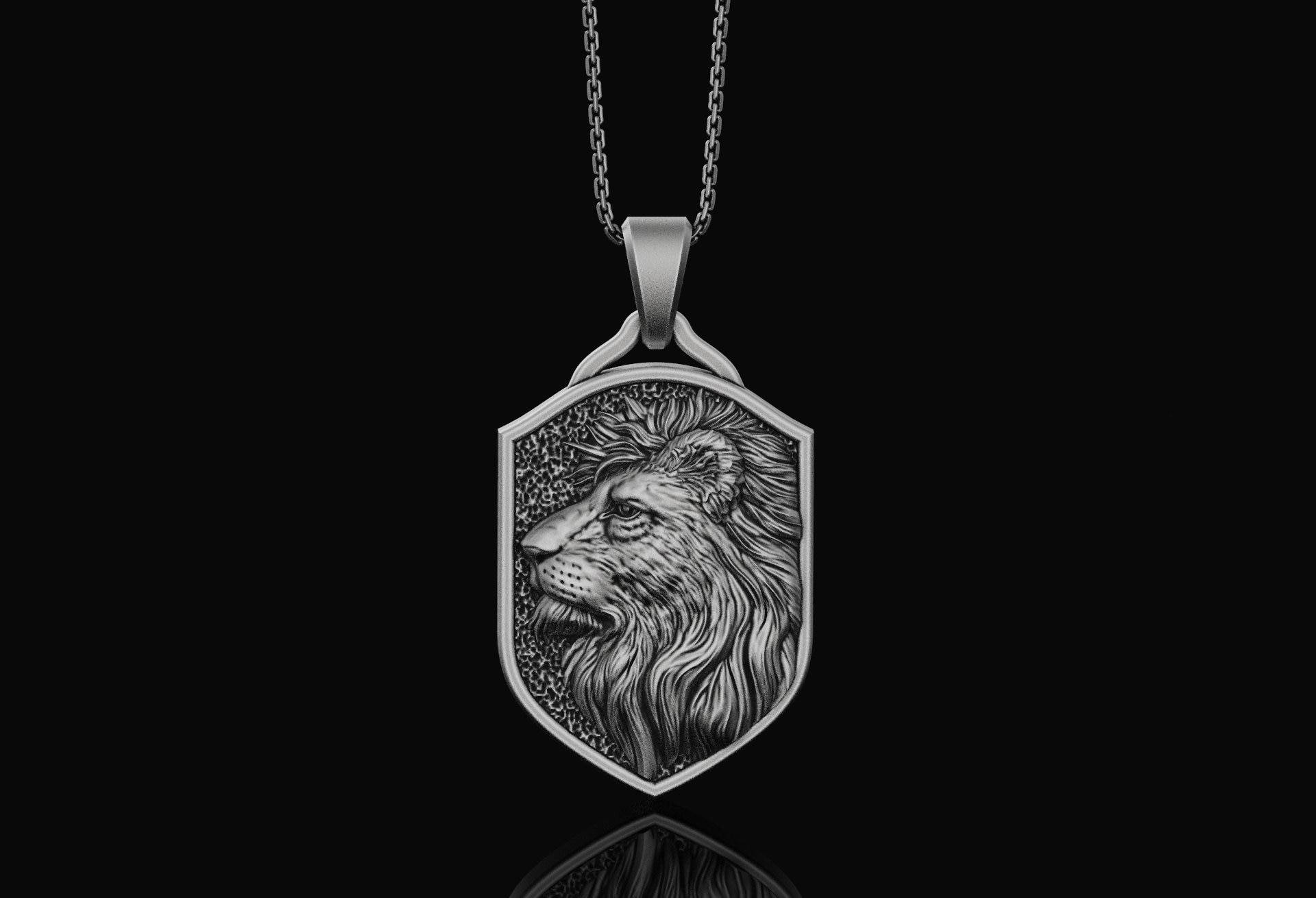 Silberne Mähne König Der Löwen Halskette Wildtier Anhänger Herren Silberschmuck Weihnachtsgeschenk Für Ihn, Ihr Leo-Accessoire von AngeliosJewelry