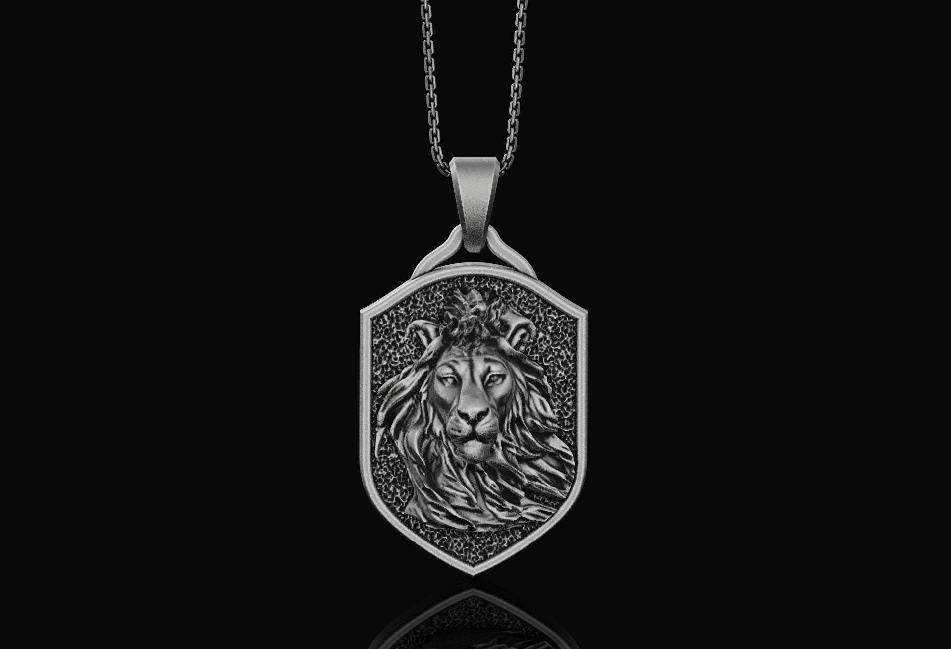 Silber Maned Lion Halskette Für Männer Geschenk Ihn, Sterlingsilber-Anhänger Damen Schmuck Unisex Weihnachtsgeschenkideen von AngeliosJewelry