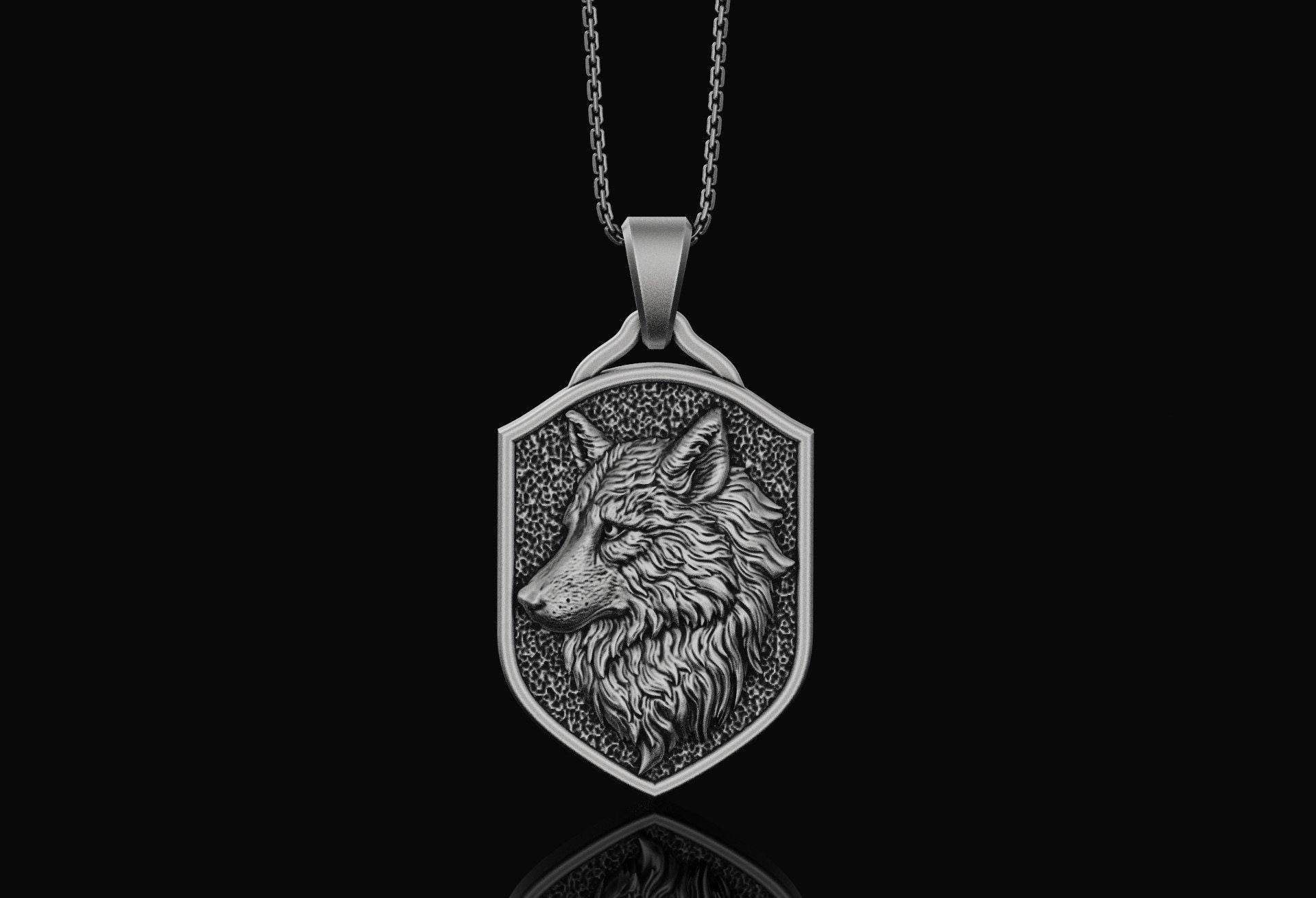 Silber Wolf Kopf Anhänger Halskette Für Frauen Herren Schmuck Geist Tier Geschenk Sie, Ihn Mond Spirit Charm von AngeliosJewelry
