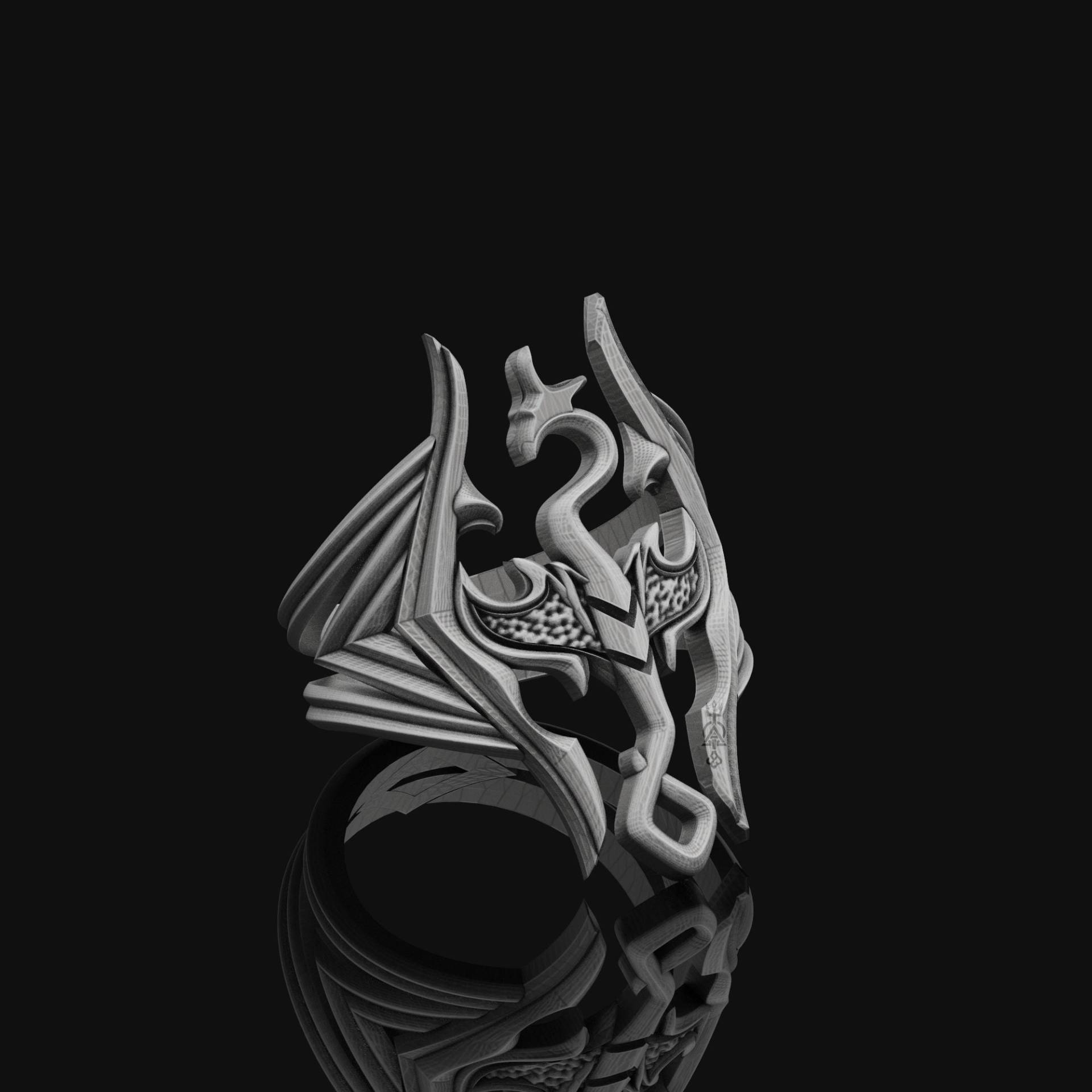 sterling Silber Elder Schriftrollen Skyrim Ring, Drachenblut Drachen Geschenk, Videospiel Schmuck, V von AngeliosJewelry