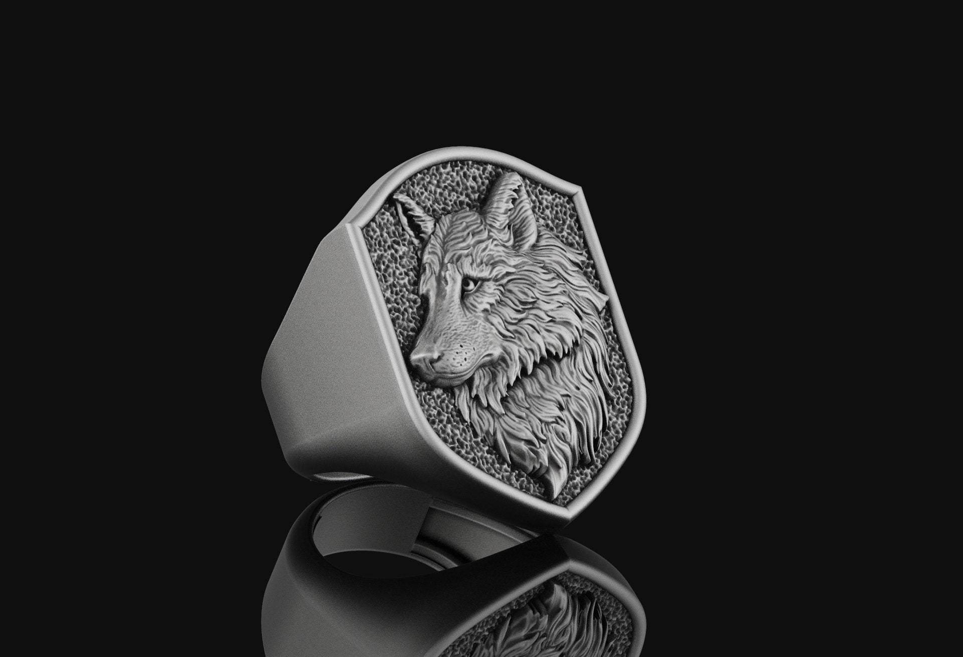 sterling Silber Schmuck, Weihnachtsgeschenke Für Ihn, Männer Tier Böser Wolf, Wolf Ring Geschenk von AngeliosJewelry