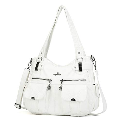 Angelkiss 5739 Leder-Handtasche, Schulter-/Schulterriemen, für 8 kleine Taschen, für Mädchen/Frauen, 5739blanc, Medium von Angel Kiss