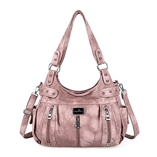 Angelkiss Hobo Geldbörsen und Handtaschen für Damen, Umhängetasche, Handtasche, Damen, große tägliche Schultertaschen, 1Rosa, X-Large von Angel Kiss