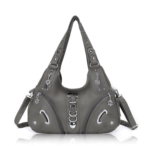 Angelkiss Hobo Geldbörsen und Handtaschen für Damen, Umhängetasche, Handtasche, Damen, große tägliche Schultertaschen, 8901 Grau von Angel Kiss