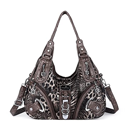 Angelkiss Hobo börsen und Handtaschen für Damen Satchel Handtasche Frauen börsen GroÃŸ Täglich Schultertasche, (Brauner Leopardenmuster), Large von Angel Kiss