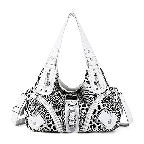 Angelkiss Hobo börsen und Handtaschen für Damen Satchel Handtasche Frauen börsen GroÃŸ Täglich Schultertasche, (WeiÃŸer Leopardenmuster), Large von Angel Kiss