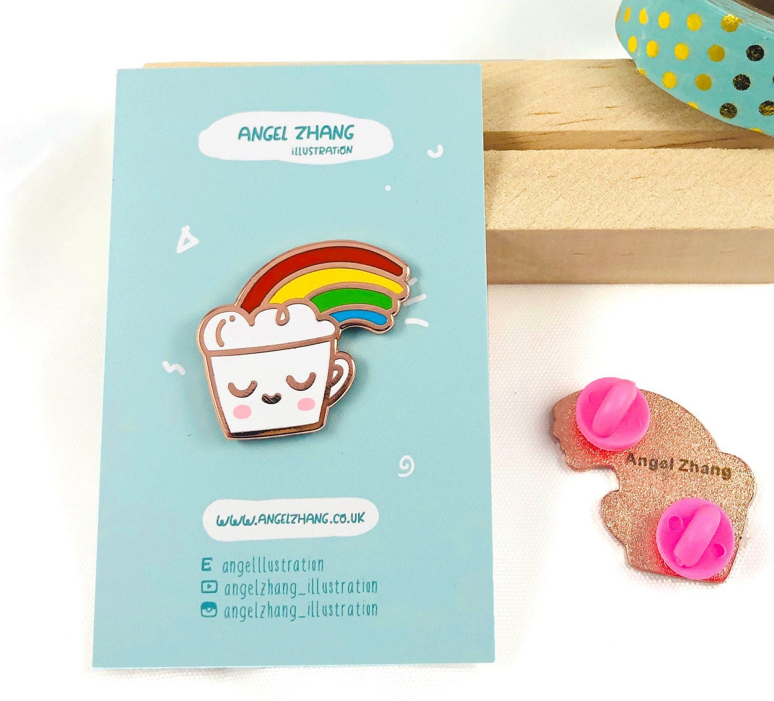 Kawaii Regenbogen Teetasse Emaille Pin - Rosegold Kawaii Regenbogen Teetasse Emaille Pin - Rosegold von Angellustration