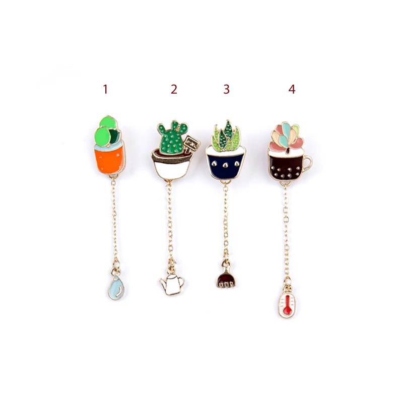 Süße Sukkulenten Emaille Pin - Kawaii Brosche Kaktus Mit Kette Pflanzenliebhaber Liebhaber von Angellustration