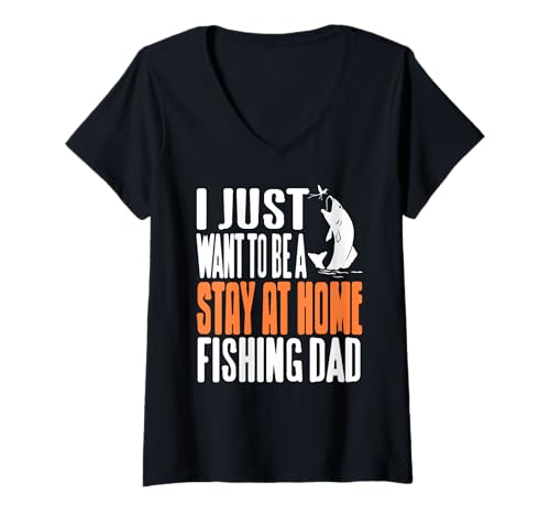 Damen Von Einem Zuhause Angelnden Papa Träumen Lustiger Humor T-Shirt mit V-Ausschnitt Damen Von Einem Zuhause Angelnden Papa Träumen Lustiger Humor T-Shirt mit V-Ausschnitt von Angeln Väter Familie und Humor