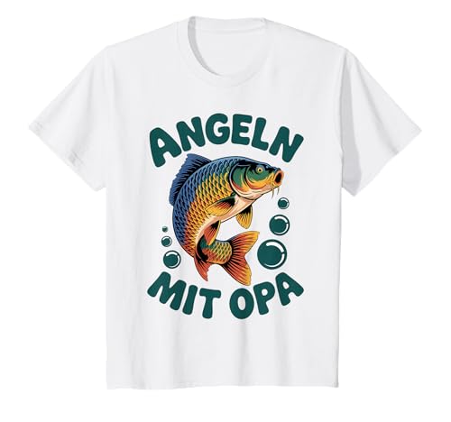 Kinder Angeln Fischen mit Opa Springender Karpfen T-Shirt Kinder Angeln Fischen mit Opa Springender Karpfen T-Shirt von Angeln mit Opa Abenteuer mit Opa am Wasser