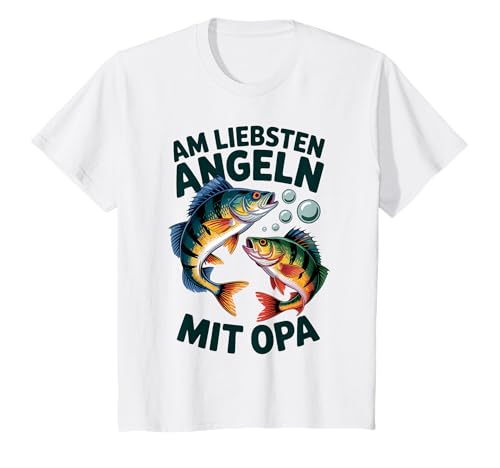 Kinder Angeln Fischen mit Opa springende Barsche T-Shirt Kinder Angeln Fischen mit Opa springende Barsche T-Shirt von Angeln mit Opa Abenteuer mit Opa am Wasser