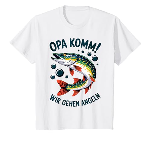 Kinder Opa komm wir gehen Angeln! Hecht Angeln mit Opa T-Shirt Kinder Opa komm wir gehen Angeln! Hecht Angeln mit Opa T-Shirt von Angeln mit Opa Abenteuer mit Opa am Wasser