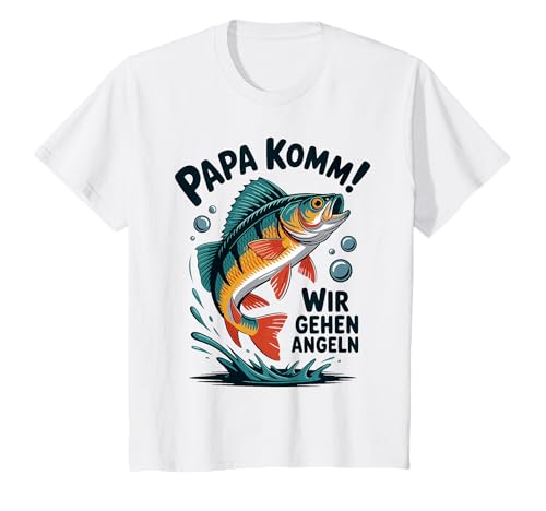Kinder Angeln Fischen mit Papa Springender Barsch T-Shirt Kinder Angeln Fischen mit Papa Springender Barsch T-Shirt von Angeln mit Papa Abenteuer mit Papa am Wasser