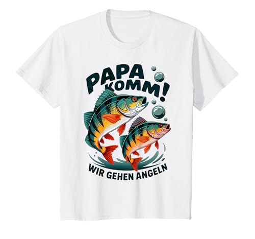 Kinder Angeln Fischen mit Papa springende Barsche T-Shirt Kinder Angeln Fischen mit Papa springende Barsche T-Shirt von Angeln mit Papa Abenteuer mit Papa am Wasser