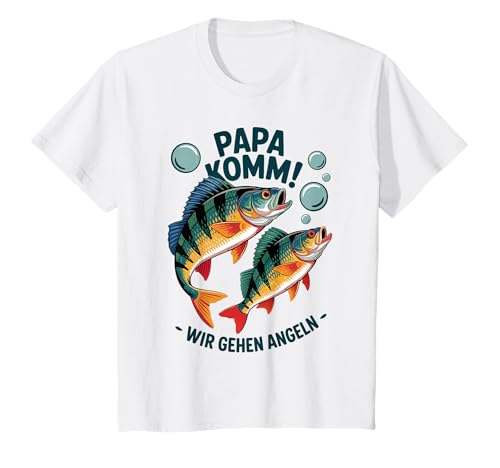 Kinder Angeln Fischen mit Papa springende Barsche T-Shirt Kinder Angeln Fischen mit Papa springende Barsche T-Shirt von Angeln mit Papa Abenteuer mit Papa am Wasser