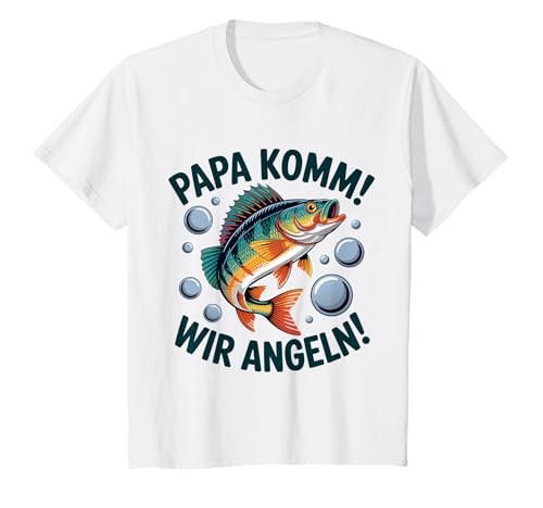 Kinder Papa komm wir gehen Angeln! Barsch Angeln mit Papa T-Shirt Kinder Papa komm wir gehen Angeln! Barsch Angeln mit Papa T-Shirt von Angeln mit Papa Abenteuer mit Papa am Wasser