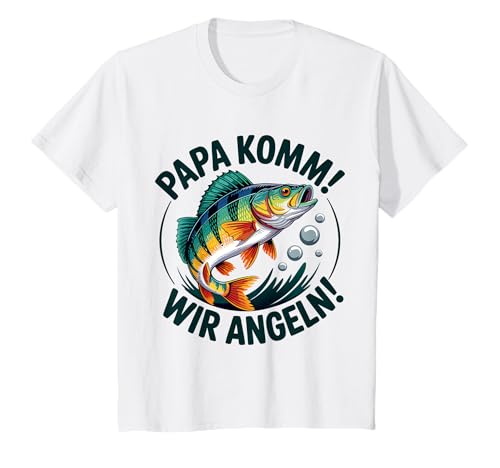 Kinder Papa komm wir gehen Angeln! Barsch Angeln mit Papa T-Shirt Kinder Papa komm wir gehen Angeln! Barsch Angeln mit Papa T-Shirt von Angeln mit Papa Abenteuer mit Papa am Wasser