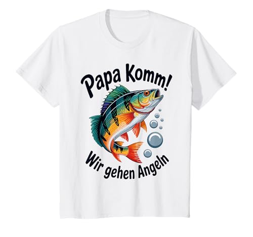 Kinder Papa komm wir gehen Angeln! Barsch Angeln mit Papa T-Shirt Kinder Papa komm wir gehen Angeln! Barsch Angeln mit Papa T-Shirt von Angeln mit Papa Abenteuer mit Papa am Wasser