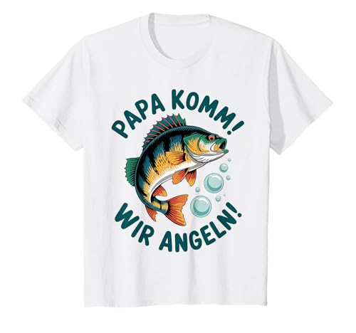 Kinder Papa komm wir gehen Angeln! Barsch Angeln mit Papa T-Shirt Kinder Papa komm wir gehen Angeln! Barsch Angeln mit Papa T-Shirt von Angeln mit Papa Abenteuer mit Papa am Wasser