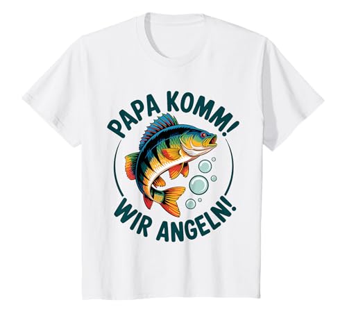 Kinder Papa komm wir gehen Angeln! Barsch Angeln mit Papa T-Shirt Kinder Papa komm wir gehen Angeln! Barsch Angeln mit Papa T-Shirt von Angeln mit Papa Abenteuer mit Papa am Wasser