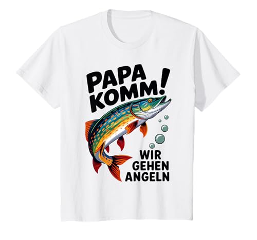 Kinder Papa komm wir gehen Angeln! Hecht Angeln mit Papa T-Shirt Kinder Papa komm wir gehen Angeln! Hecht Angeln mit Papa T-Shirt von Angeln mit Papa Abenteuer mit Papa am Wasser