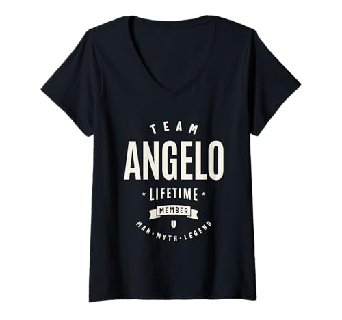Damen Team Angelo Lifetime Member Lustiger Name Angelo T-Shirt mit V-Ausschnitt Damen Team Angelo Lifetime Member Lustiger Name Angelo T-Shirt mit V-Ausschnitt von Angelo Personalized Name Apparel Cld.