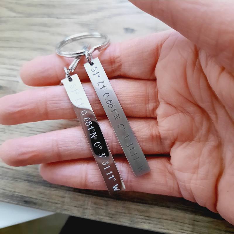 Längen- Und Breitengrad Co-Ordinates Schlüsselanhänger - Graviert von AngelofMineKeepsakes