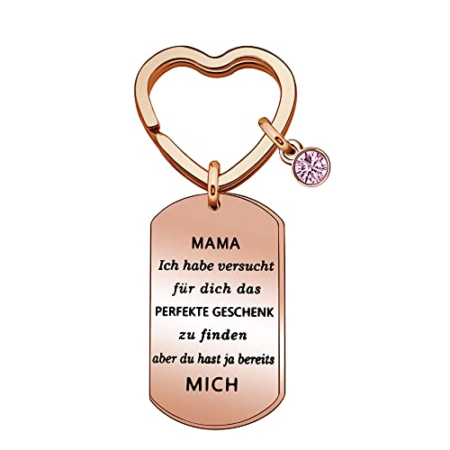 Angelra Muttertagsgeschenk Mama Schlüsselanhänger mit Gravur aus Stahl- Glücksbringer Anhänger für Familie Schwarz-Mama, Ich Habe Versucht für Dich Das Perfekte von Angelra