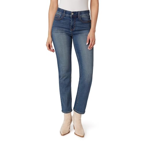 Angels Forever Young Damen 360 Sculpt Mid-Rise Straight Ankle Jeans, Stahl, 38 von Angels Forever Young