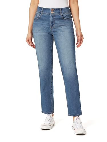 Angels Forever Young Damen Curvy Straight Mid-Rise Jeans, Pazifik, 38 von Angels Forever Young