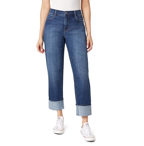 Angels Forever Young Damen Everflex Deep Cuff 27" High-Rise Straight Ankle Jeans, Laguna, 40 von Angels Forever Young