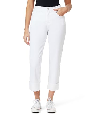 Angels Forever Young Damen Forever Deep Roll Cuff Ankle High Rise Jeans, Weiss/opulenter Garten, 40 von Angels Forever Young