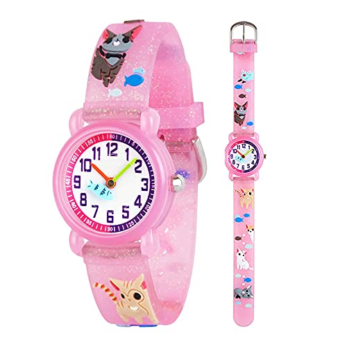 Anloo Mädchen Jungen Kleine Kinder Niedlich Uhr Armbanduhr Zeit Lehrer,Silikon Kinderuhr 3D Cute Cartoon Wasserdicht Lehruhr Geschenk für Kids Kinder Kleine Mädchen Jungen von Anloo