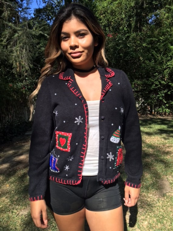 Hässlicher Weihnachtspullover, Strickjacke, Klein, Block, Perlenpullover Bestickt von AngelsAboundUs