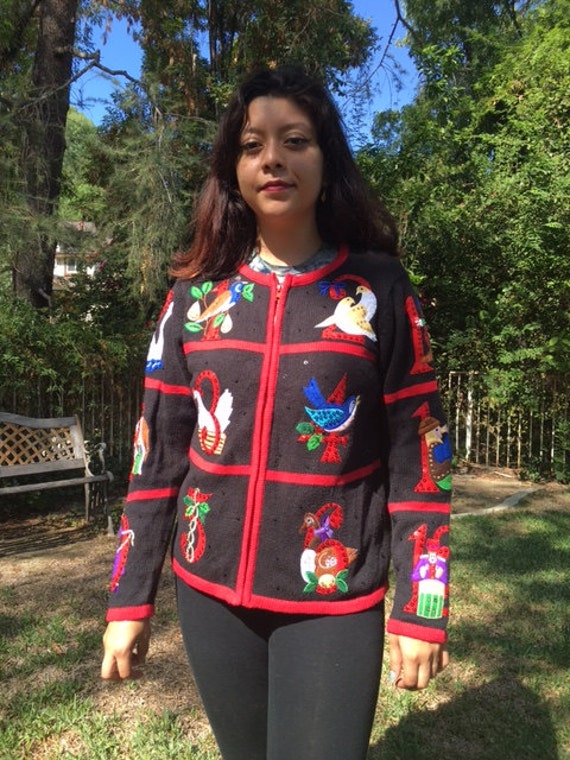 Hässlicher Weihnachtspullover, Strickpullover, Paillettenpullover, Größe Medium von AngelsAboundUs