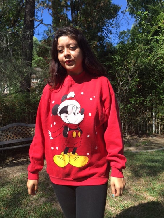 Mickey Mouse Weihnachten Sweatshirt, Medium, Groß, Rotes Sweatshirt von AngelsAboundUs
