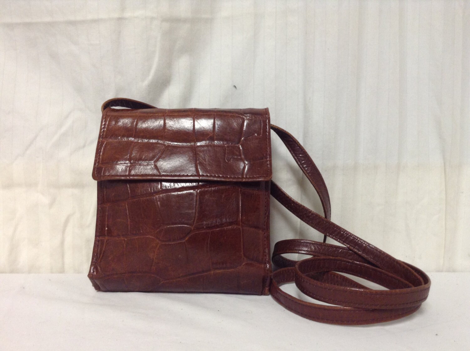 Tusk Ledertasche, Tasche, Braunes Leder, Umhängetasche, Portemonnaie, Organizer Tasche, Croc Embossed von AngelsAboundUs