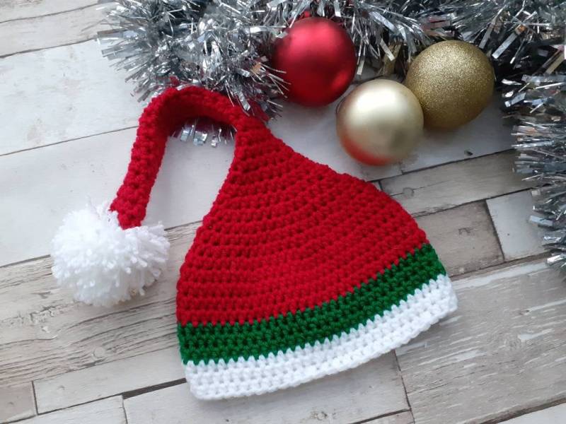 Weihnachten Nikolaus Elfen Mütze, Baby Fotografie Prop. Rot Weiß Pom Mütze Häkeln. Verschiedene Größen. Babykleidung von AngelsAndLullabies