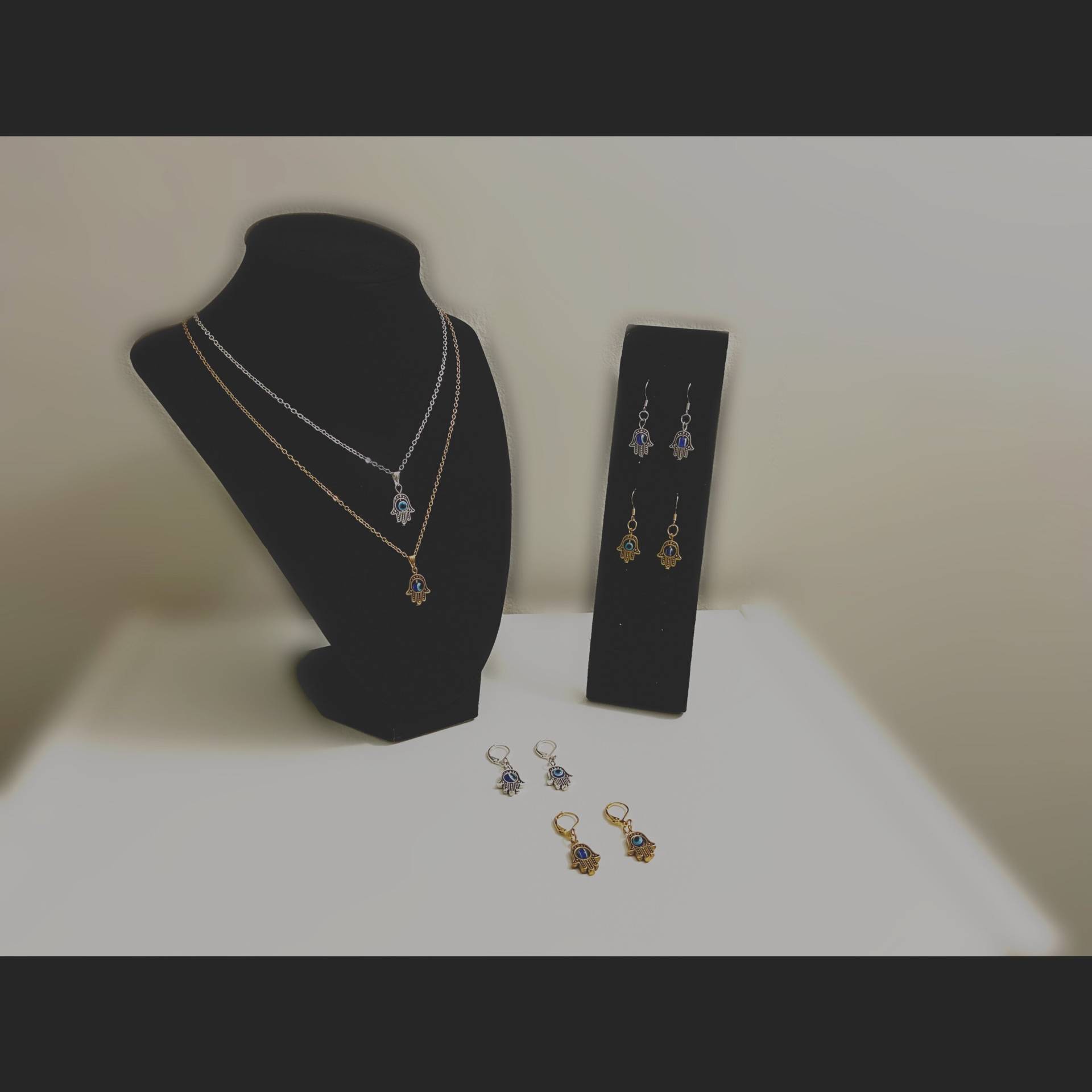 Evil Eye | Hamsa Halskette Und Ohrring Schmuckset | Gold/Silber Evil Eye | Hamsa Halskette Und Ohrring Schmuckset | Gold/Silber von AngelsAndSpiritsShop