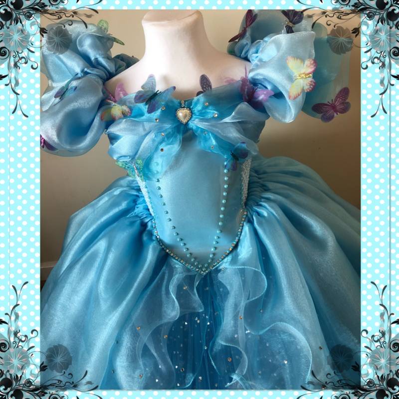 Neue Cinderella Inspiriert Blau Glitzernde Tutu Kleid Verziert Swarovski Schmetterlinge Prinzessin Ballkleid Kostüm Festzug Geburtstagsfeier von AngelsEmporiumTutus