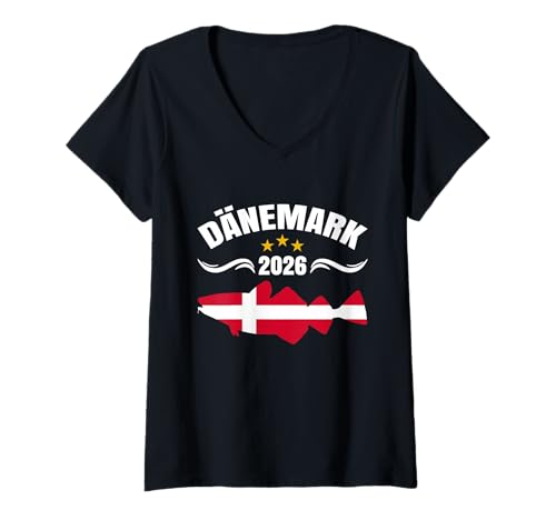 Damen Angeltour Dänemark 2026 Angeln Must Have Angler Dorsch T-Shirt mit V-Ausschnitt Damen Angeltour Dänemark 2026 Angeln Must Have Angler Dorsch T-Shirt mit V-Ausschnitt von Angeltour Dänemark und Angeln Must Have