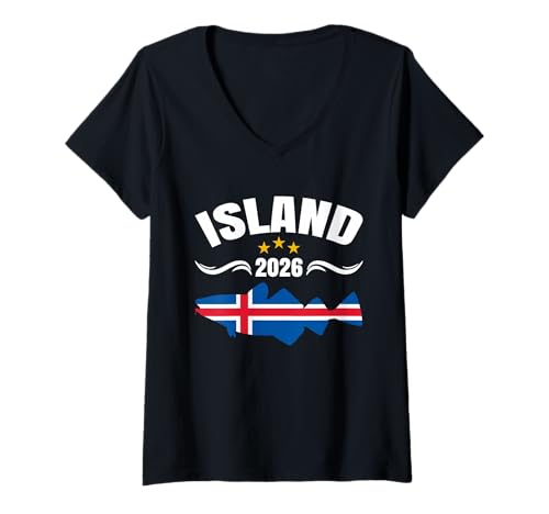 Damen Dorsch Angeln Must Have Angler Island Angeltour 2026 T-Shirt mit V-Ausschnitt von Angeltour Island 2026 und Angeln Must Have