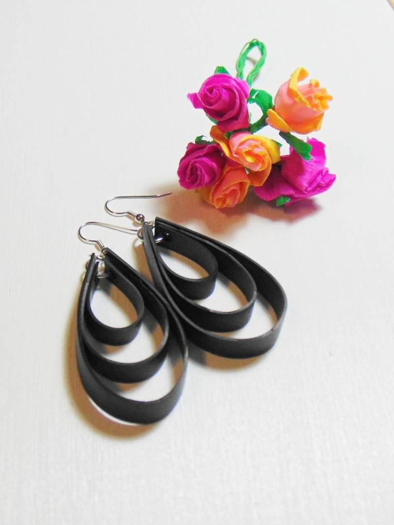 Große Gummi-Ohrringe Aus Fahrradschläuchen von AngelutiJewelry