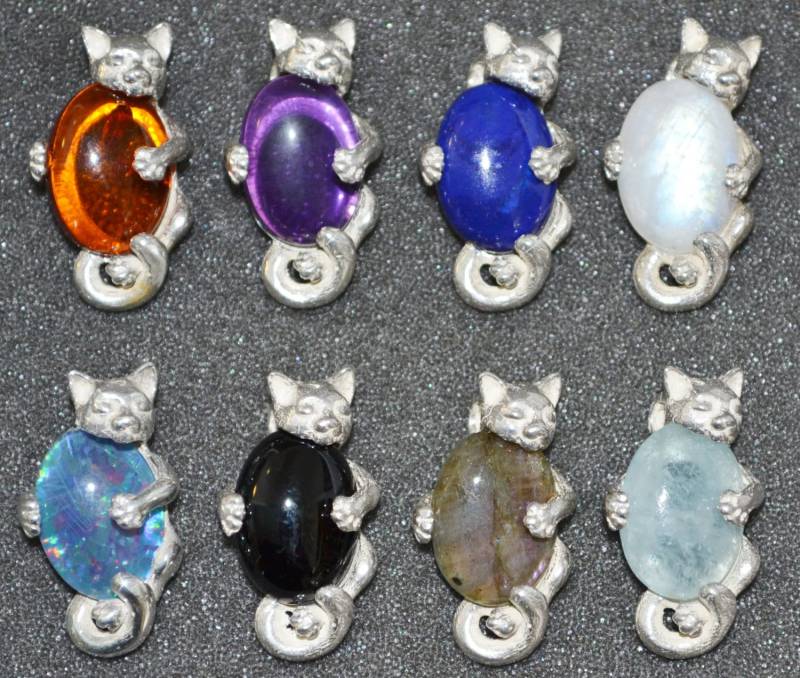 "Cast Dimensional "Happy Cat" Anhänger in Silber - Such Dir Deinen Stein Aus" Echte 18 X 13 Mm Steine, On-Plattiert, Nickelfrei Und Hypoallergen von AngelwearCreations