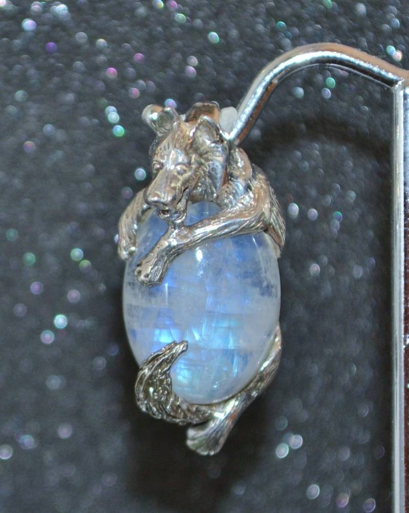 Cast Dimensional Sterling Silber Großer Wolf Anhänger - Wählen Sie Einen Edelstein Echte Steine 18 X 13 Mm, Nicht Vergoldet, Kein Nickel Und von AngelwearCreations