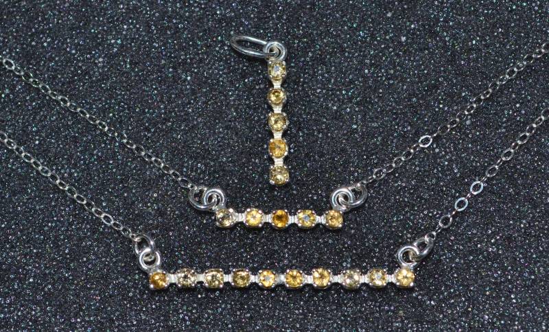 Echte 2mm Citrin Facettierte Edelstein Bar Halskette Oder Anhänger, Wählen Sie Zierlich Schlichter November Geburtsstein in Sterling Silber von AngelwearCreations