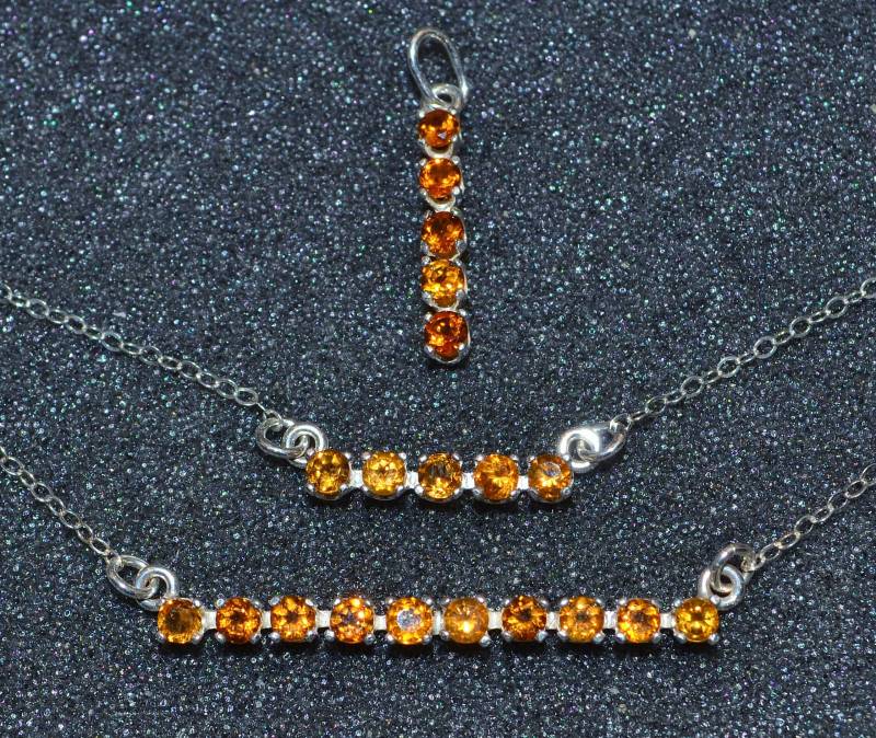 Echte 3 Mm Citrin Facettierte Edelstein Bar Halskette Oder Anhänger, Wählen Sie Zierlich Schlichter November Geburtsstein in Sterling Silber von AngelwearCreations