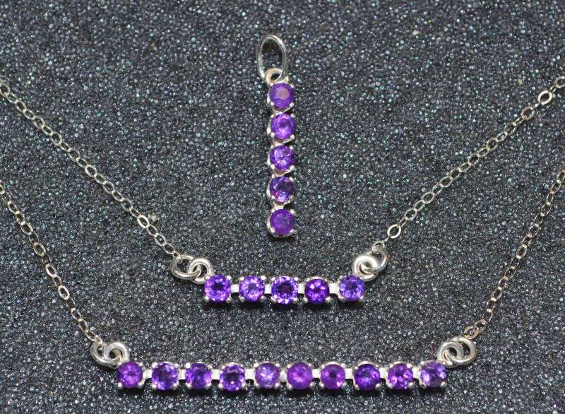 Echte 3mm Amethyst Facettierte Edelstein Bar Halskette Oder Anhänger, Wählen Sie Zierlicher, Minimal Schlichter Februar Geburtsstein in Sterling von AngelwearCreations