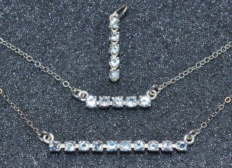 Echte 3mm Aquamarin Facettierte Edelstein Bar Halskette Oder Anhänger, Wählen Sie Zierlicher Minimaler Geburtsstein Für März in Sterling Silber von AngelwearCreations