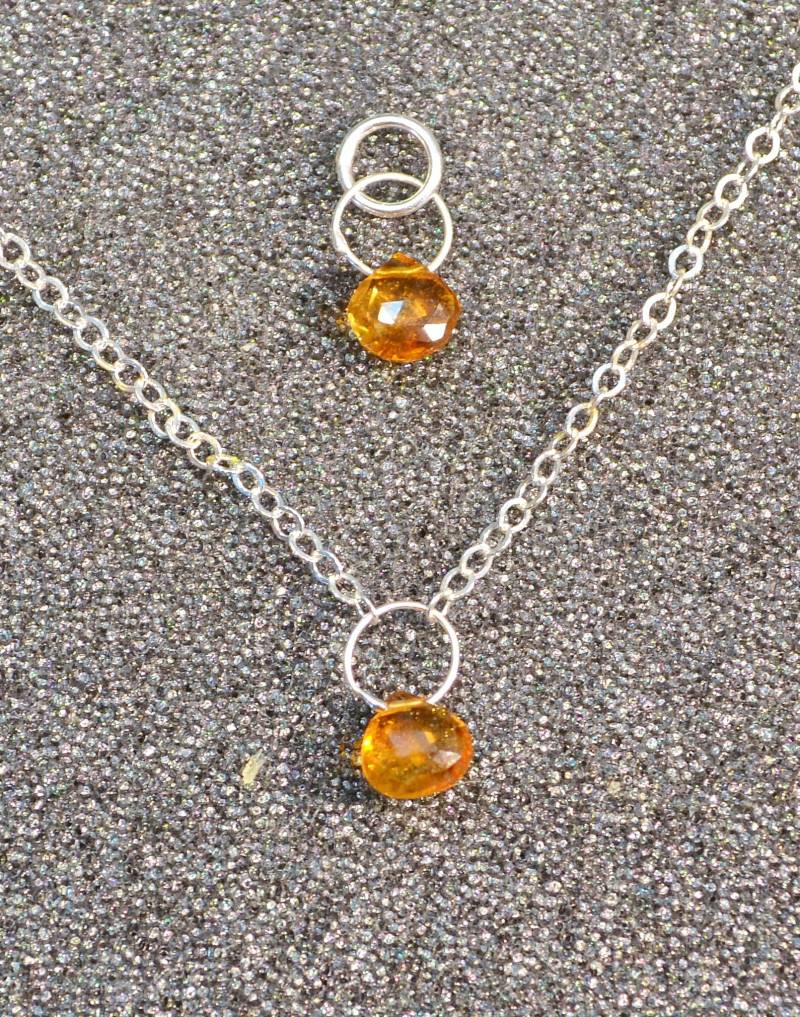 Echte Citrin Facettierte Briolette Halskette Oder Anhänger, Wählen Sie Zierlich Schlichter November Geburtsstein in Sterling Silber von AngelwearCreations